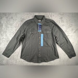 Lucky Brand Canvas Denim Button Up Shirt Jacket Shacket Mens Size Large Gray NWT